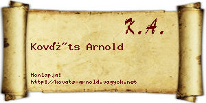 Kováts Arnold névjegykártya