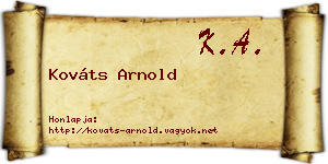 Kováts Arnold névjegykártya
